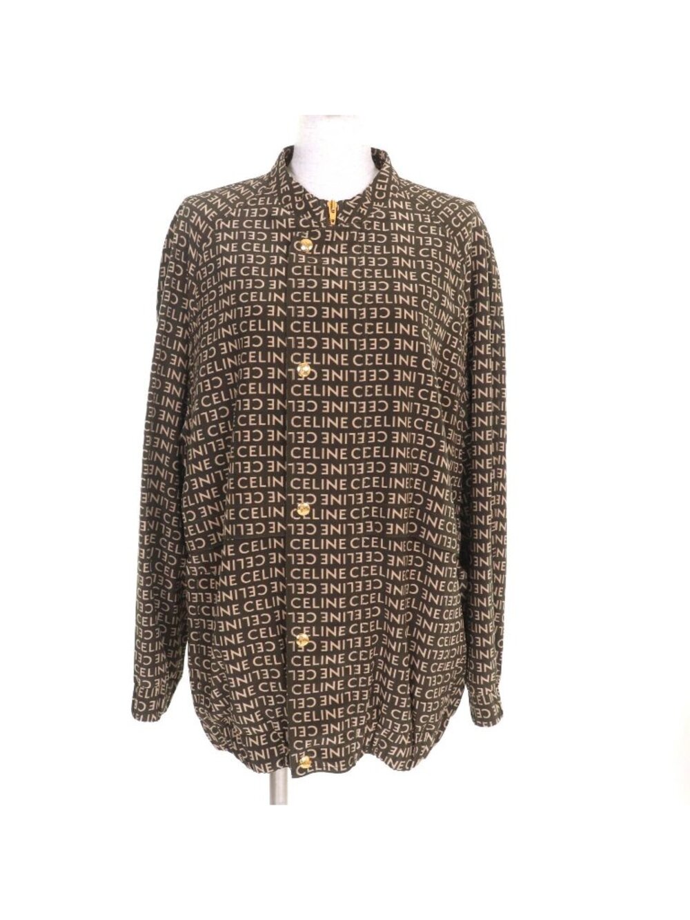 Celine Silk 100% Hedi Slimane Era Triomphe Button Total Logo Design Collarless